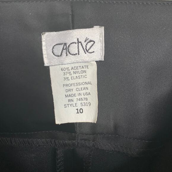 CACHE High-Rise Dress Pants Flat Front Slim Fit Full Length Satin Black Size 10 - Picture 5 of 7